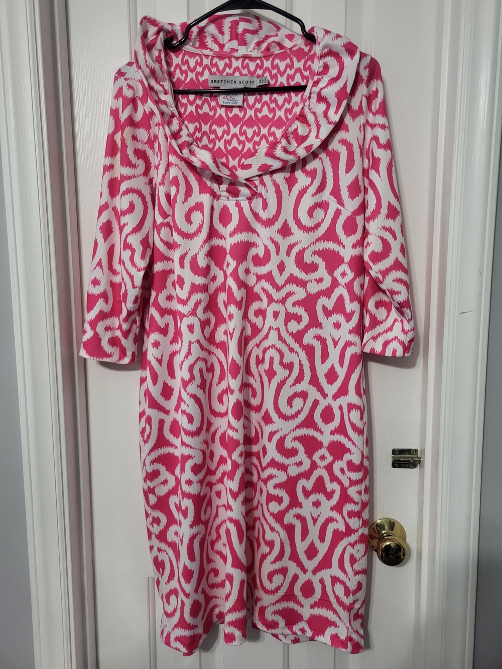 Gretchen Scott Designs Pink and White Patterned Midi Dress